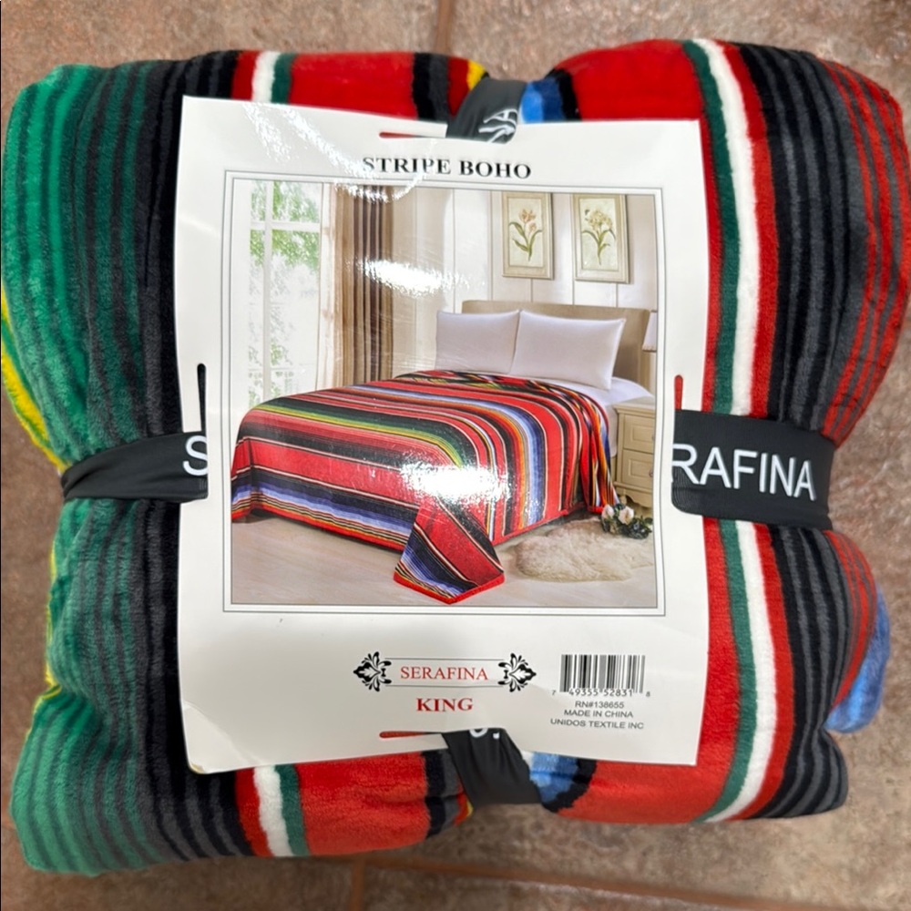 Serafina Stripe Boho King Blanket